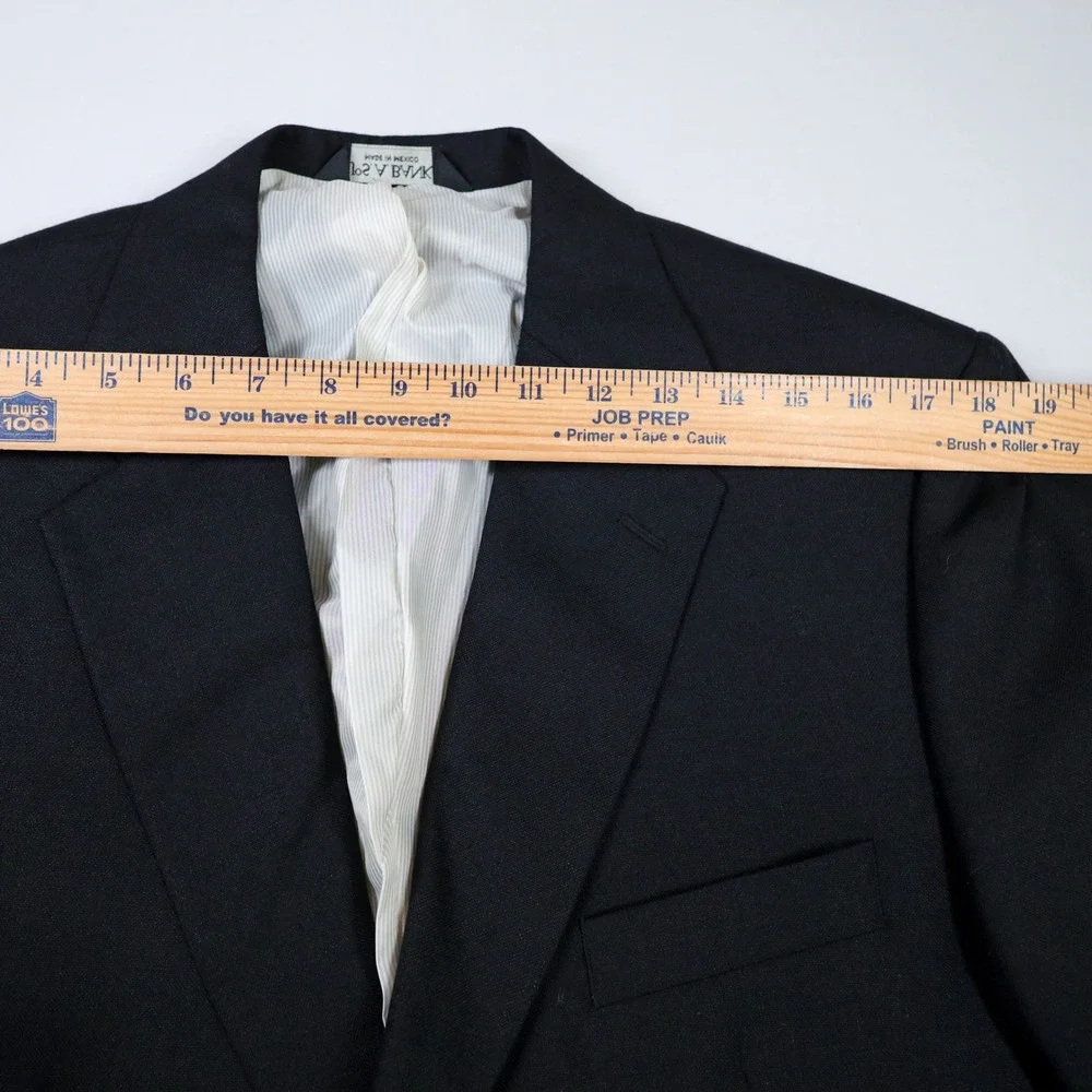 Jos. A. Bank Sport Coat Mens 42L Black Linen Wool Blend Two Button Blazer